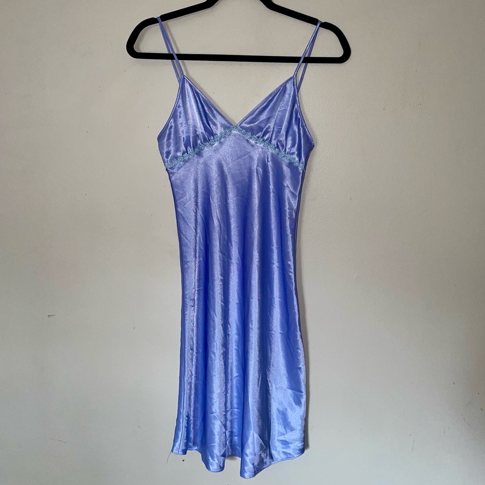 Vintage Periwinkle Satin Slip Dress